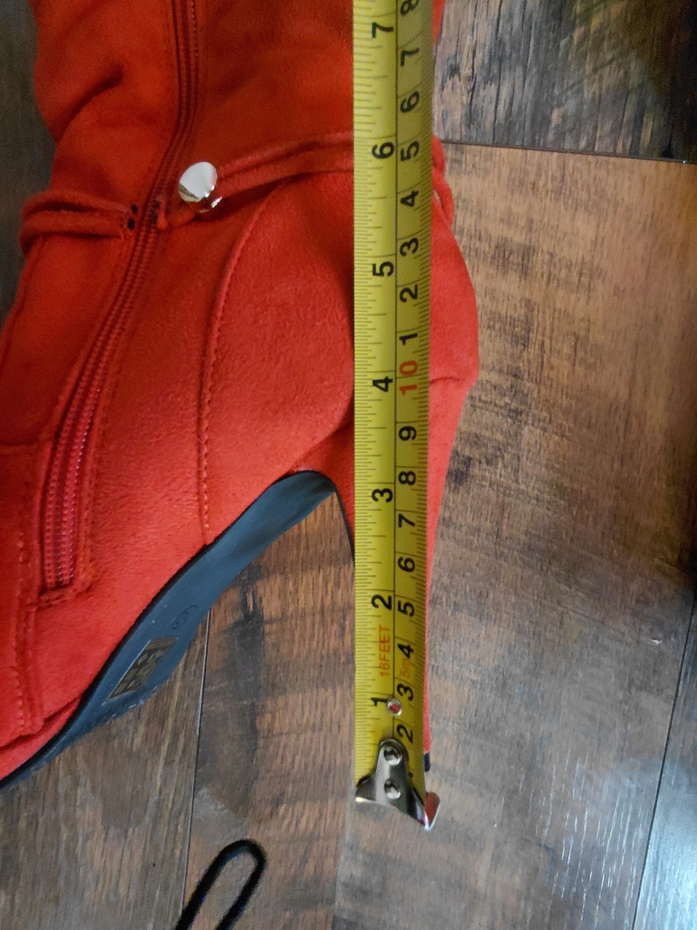 Dream Pairs Red Knee-High Stiletto Boots with Rhinestone Strap - Picture 8 of 9